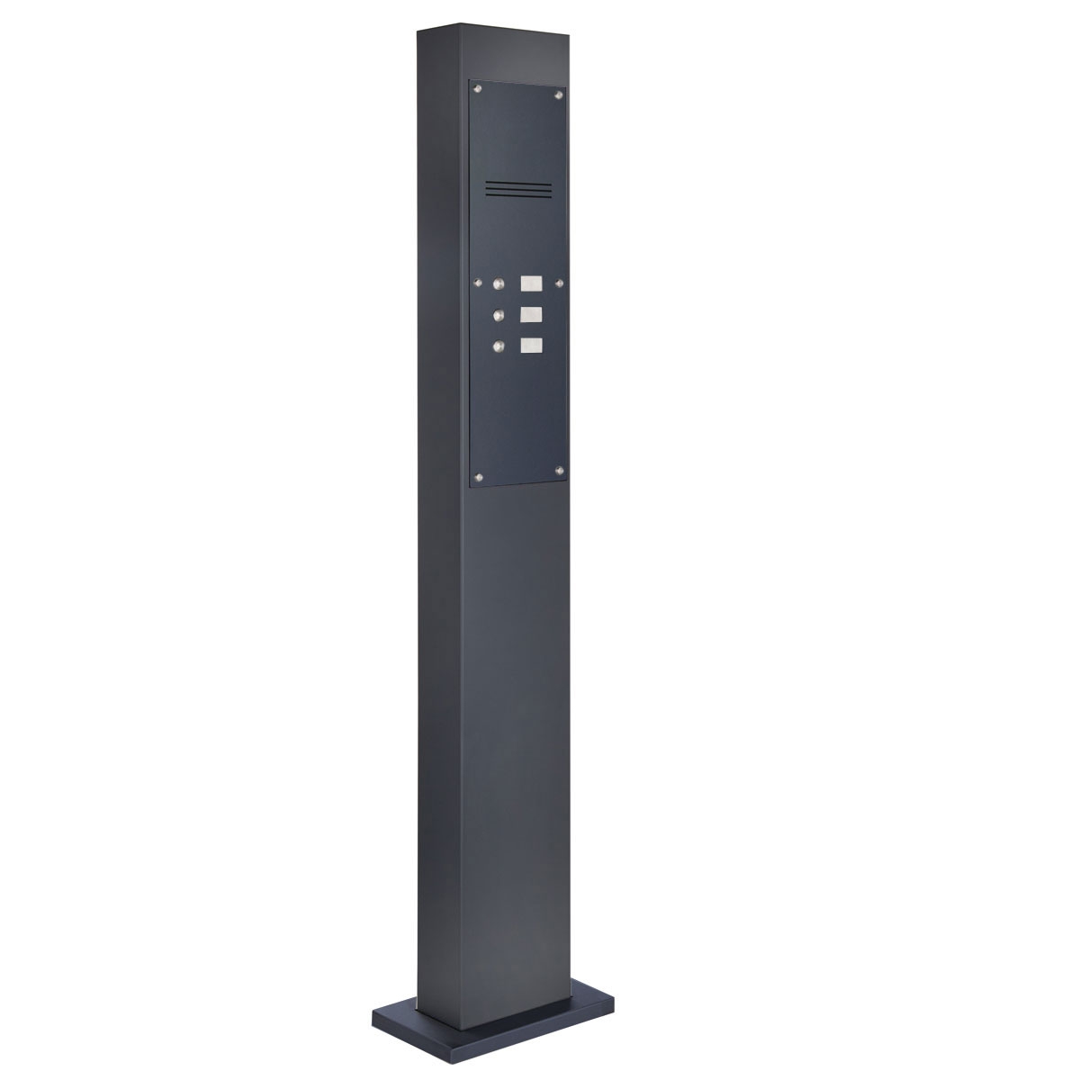 fb4be306f62d873a568acec04ad613b01b890fde Klingelstele Designer - Edelstahl V2A pulverbeschichtet - 3 Partei - INDIVIDUELL