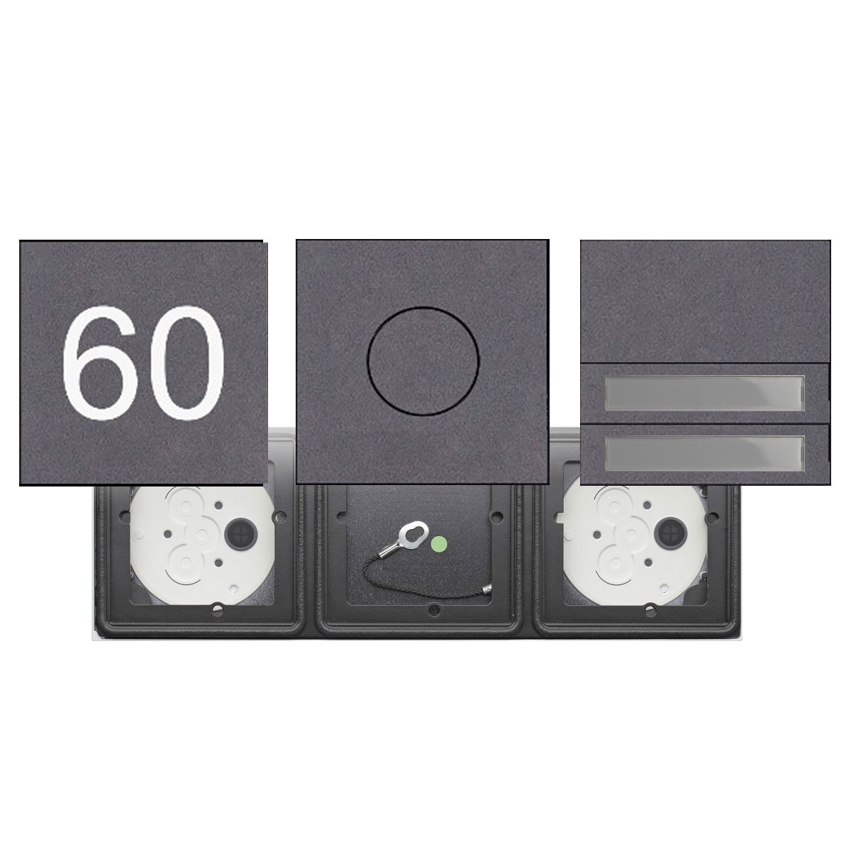 Set of 3 GIRA System 106 - Stainless steel V2A, powder-coated RAL of your choice - Intercom system with 2x bell buttons