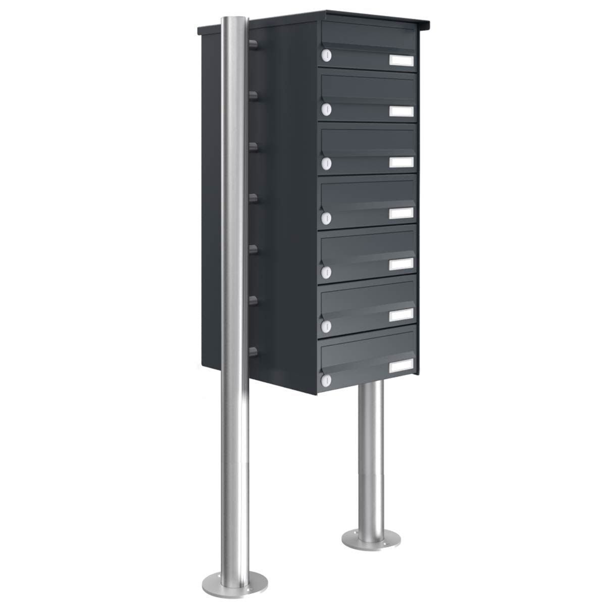 7er Briefkastenanlage freistehend Design BASIC 385 ST-R - RAL 7016 anthrazitgrau 7er Briefkastenanlage freistehend Design BASIC 385 ST-R - RAL 7016 anthrazitgrau