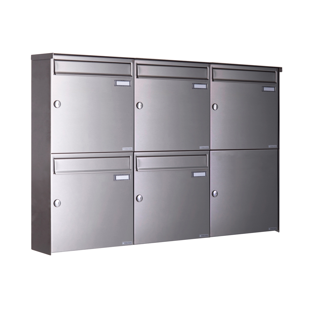 5er 3x2 Edelstahl Aufputz Briefkasten Design BASIC Plus 382XA AP - Edelstahl V2A geschliffen