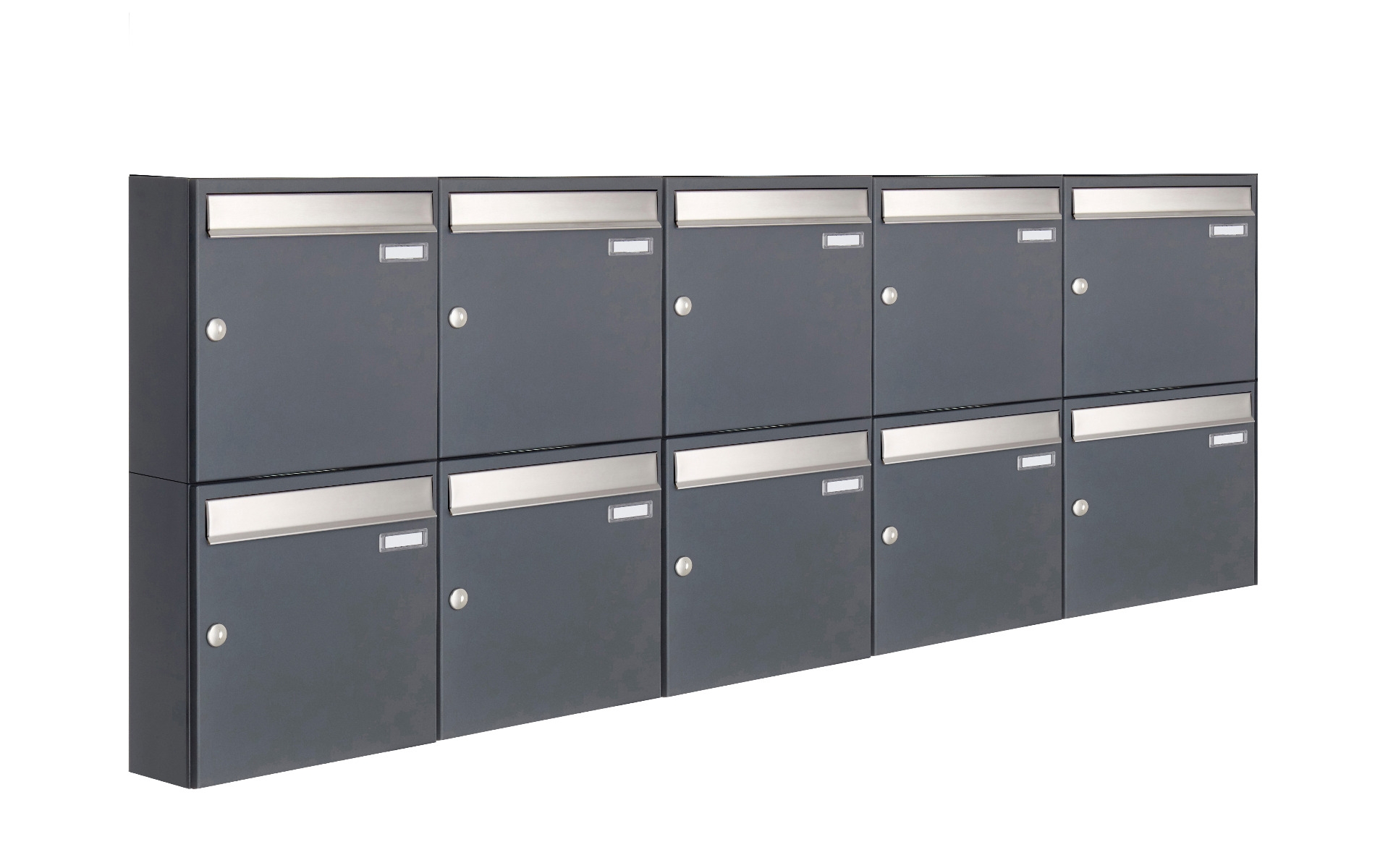 10 5x2 surface-mounted letterbox system Design BASIC 382 AP - stainless steel RAL 7016 anthracite grey