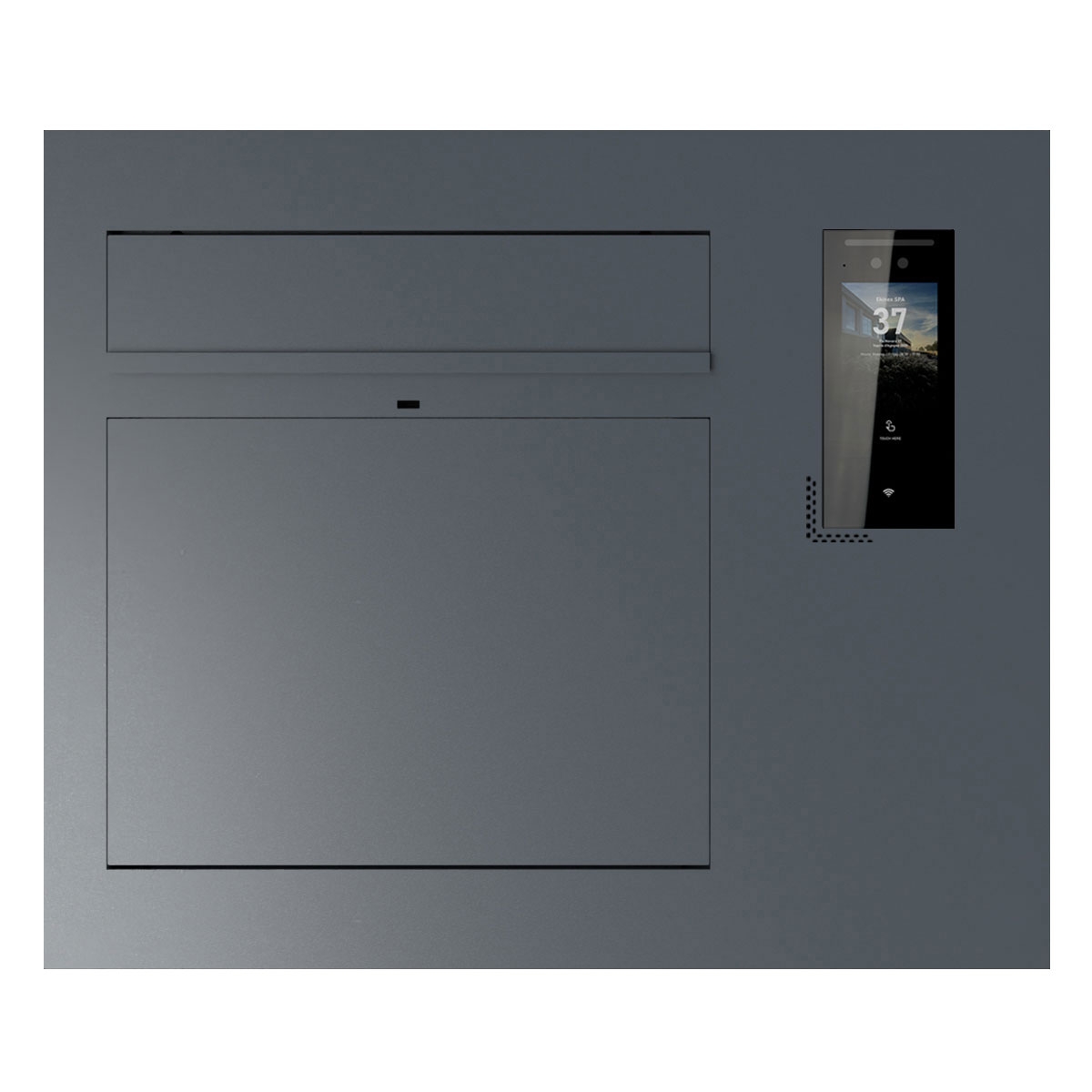 Design Briefkastenpaketsäule GRIMM - Farbe nach Wahl mit Ekinex Dico IP-Videosprechanlage rechts Design Briefkastenpaketsäule GRIMM - Farbe nach Wahl mit Ekinex Dico IP-Videosprechanlage rechts