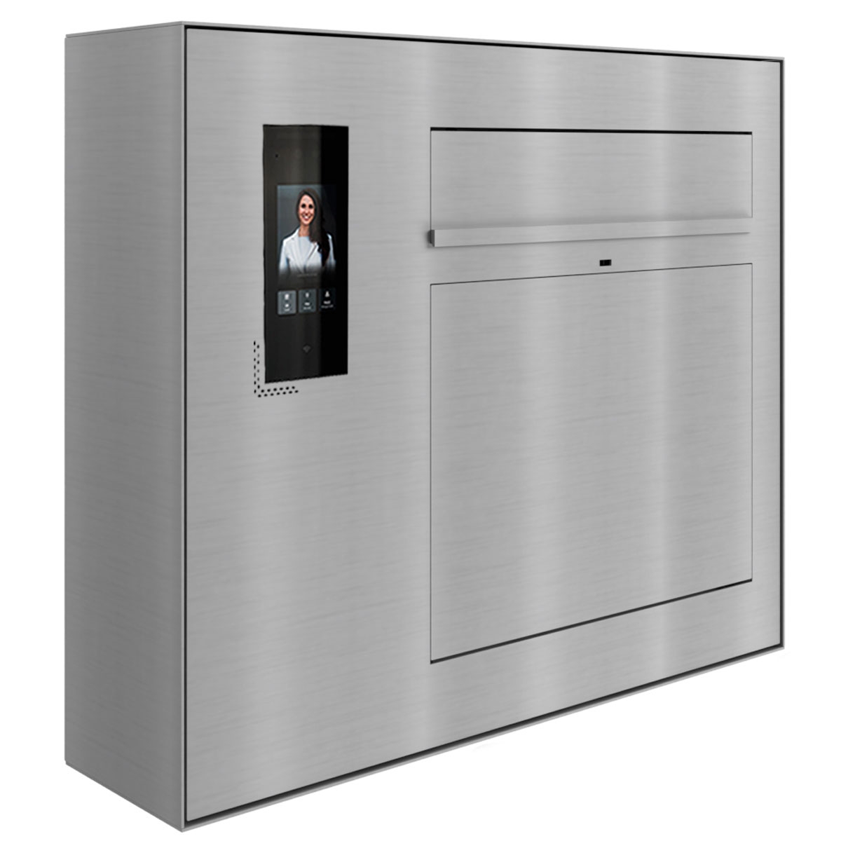 Design surface-mounted letterbox GRIMM - polished stainless steel with Ekinex Dico IP video intercom left Design surface-mounted letterbox GRIMM - polished stainless steel with Ekinex Dico IP video intercom left