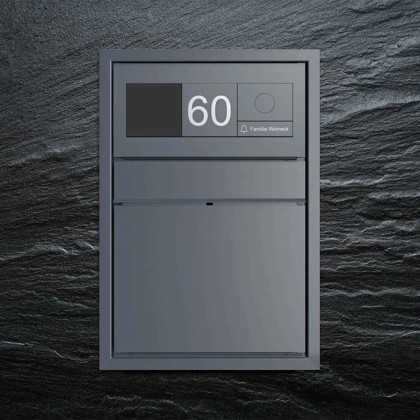 Design flush-mounted letterbox GOETHE UP - RAL of your choice - GIRA System 106 - VIDEO complete set Design flush-mounted letterbox GOETHE UP - RAL of your choice - GIRA System 106 - VIDEO complete set