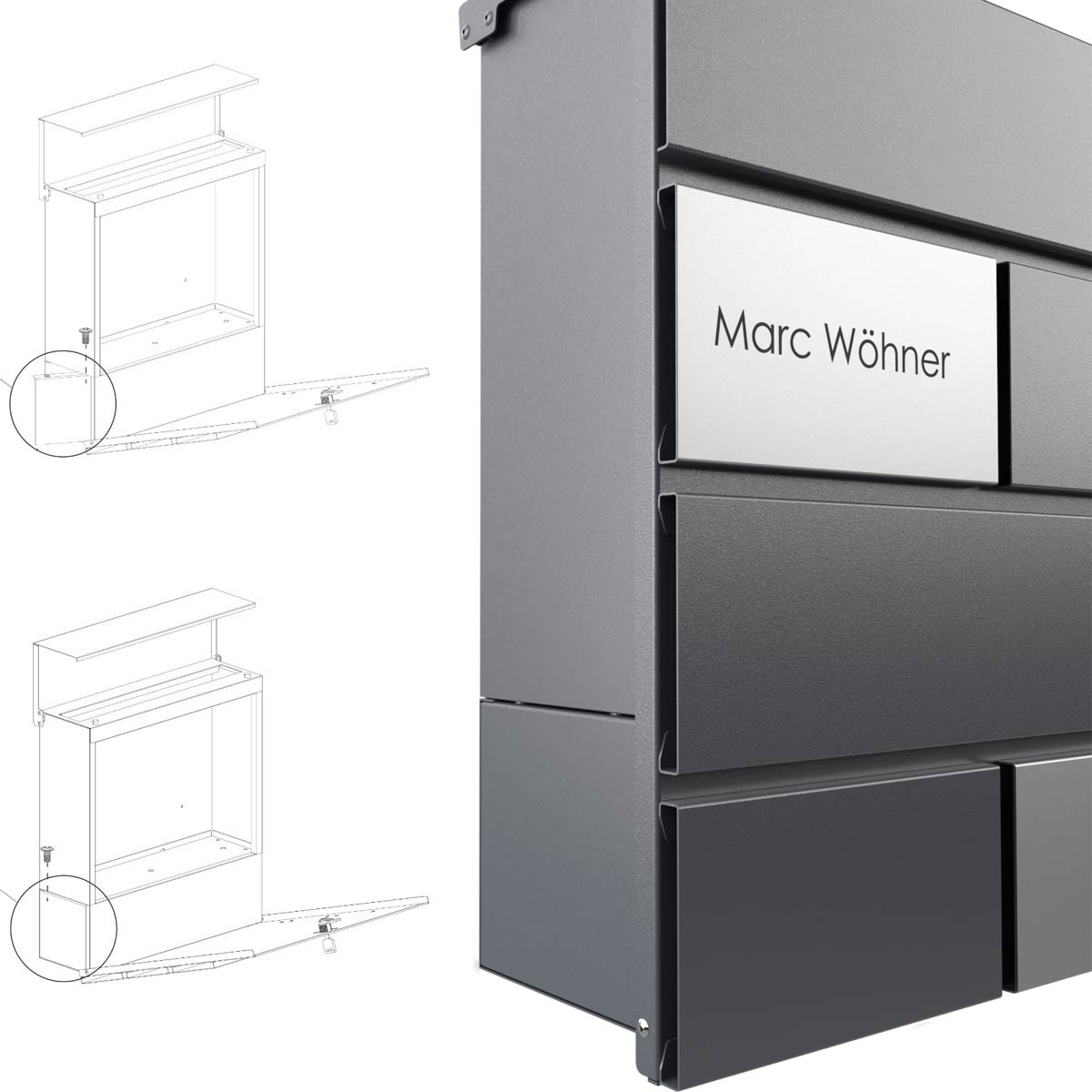 KANT Edition letterbox with newspaper compartment - Elegance 3 design - RAL 9005 jet black KANT Edition letterbox with newspaper compartment - Elegance 3 design - RAL 9005 jet black