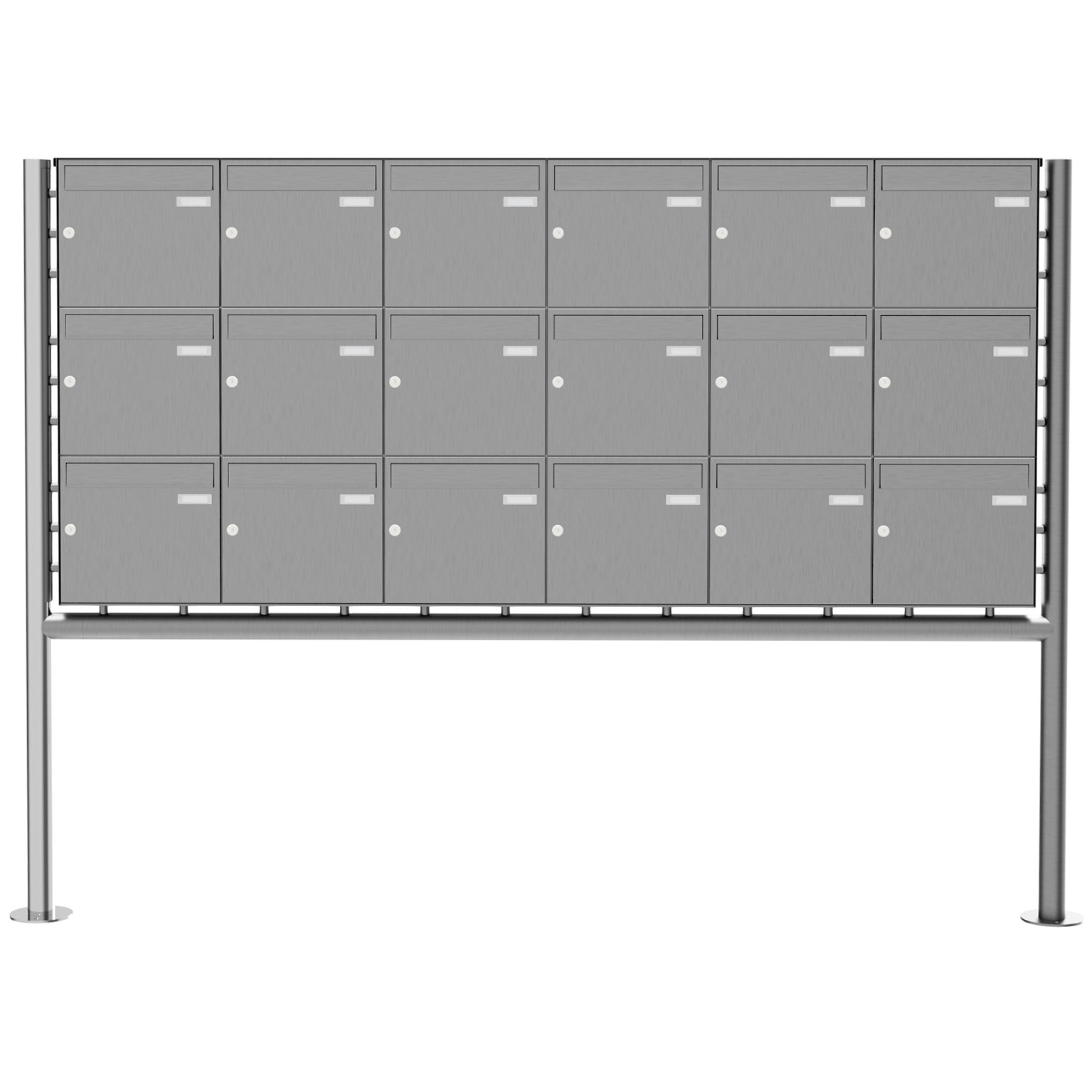 18er 3x6 Edelstahl Standbriefkasten Design BASIC Plus 381X ST-R - Edelstahl V2A geschliffen