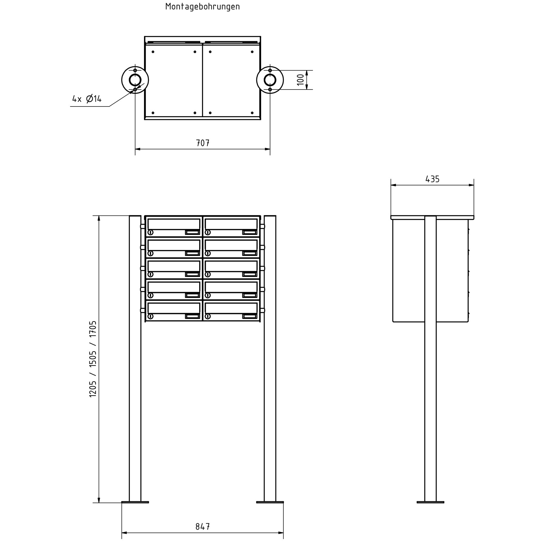 10 sistema di cassette per le lettere freestanding Design BASIC 385-VA ST-R - acciaio inox V2A, lucido 10 sistema di cassette per le lettere freestanding Design BASIC 385-VA ST-R - acciaio inox V2A, lucido