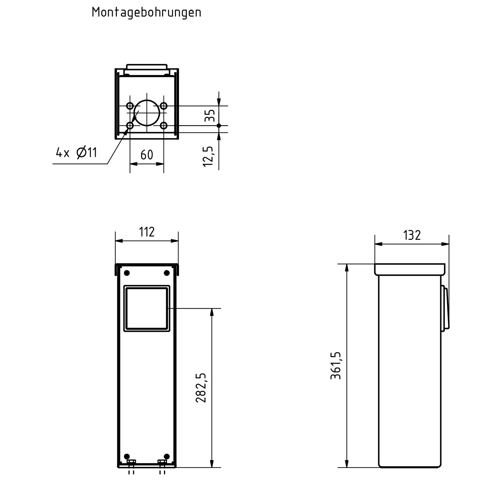 Socket outlet pillar BASIC 372 for floor mounting - Prepared - Powder-coated stainless steel Socket outlet pillar BASIC 372 for floor mounting - Prepared - Powder-coated stainless steel