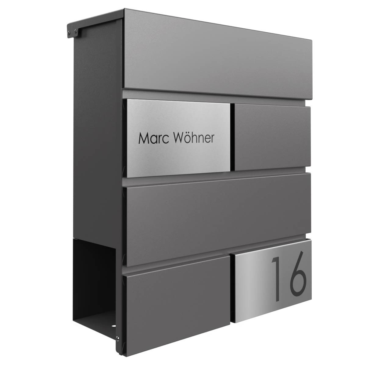 KANT Edition letterbox with newspaper compartment - Elegance 3 design - DB 703 micaceous iron ore KANT Edition letterbox with newspaper compartment - Elegance 3 design - DB 703 micaceous iron ore