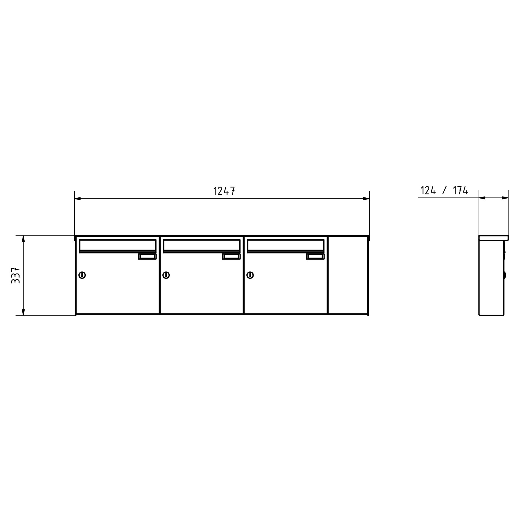 3er Edelstahl Aufputz Briefkasten BASIC Plus 382X AP mit Klingelkasten seitlich 3er Edelstahl Aufputz Briefkasten BASIC Plus 382X AP mit Klingelkasten seitlich