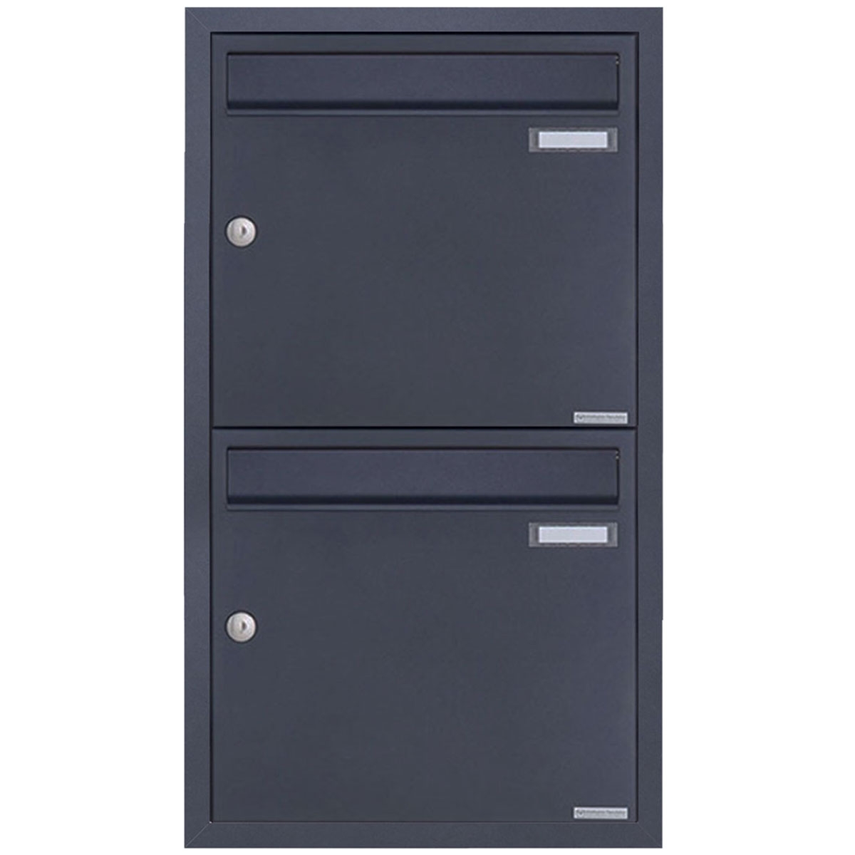 2er 1x2 Edelstahl Unterputz Briefkastenanlage BASIC Plus 382XU UP - RAL nach Wahl - 2 Parteien