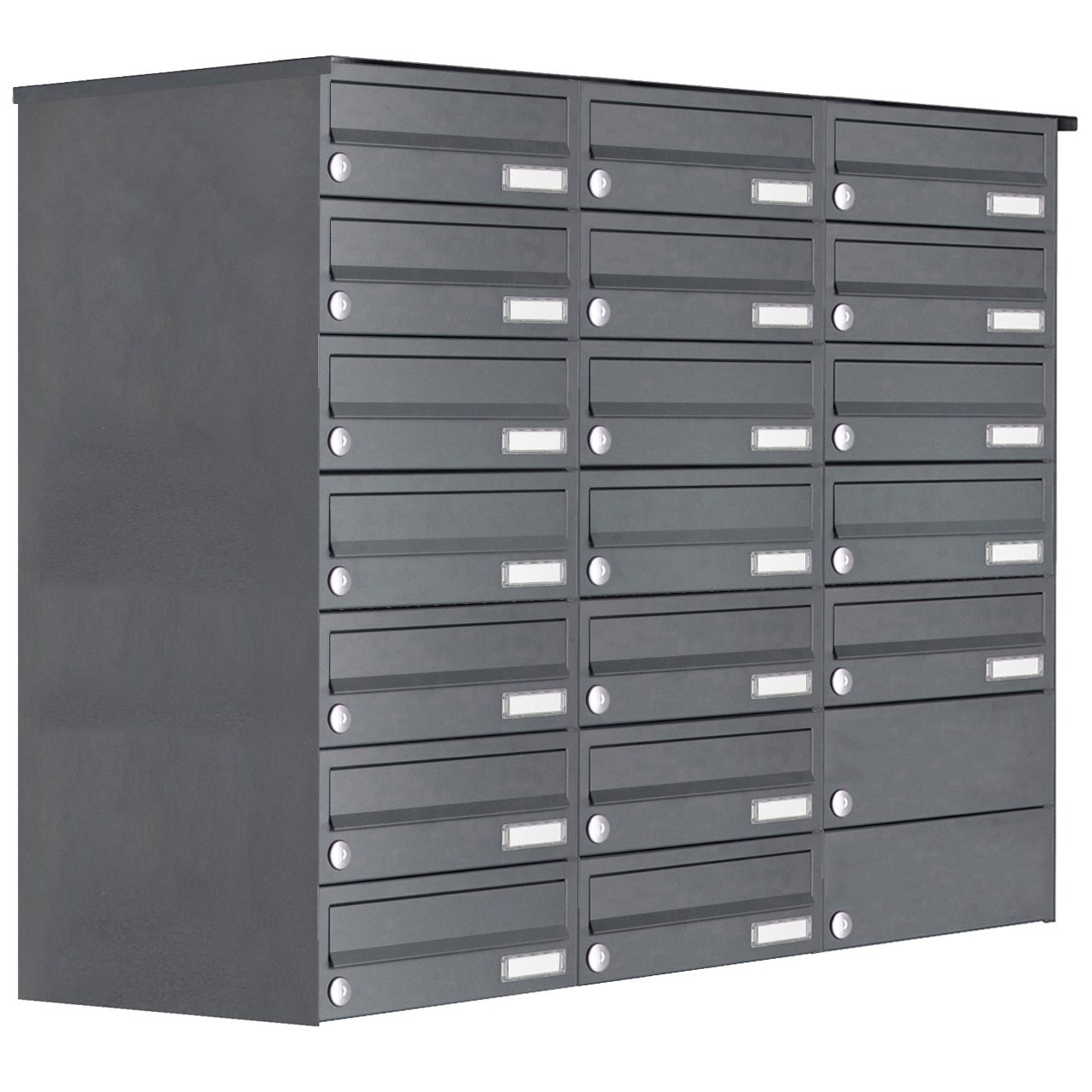 19x7x3 stainless steel surface-mounted letterbox system Design BASIC Plus 385XA AP - RAL of your choice
