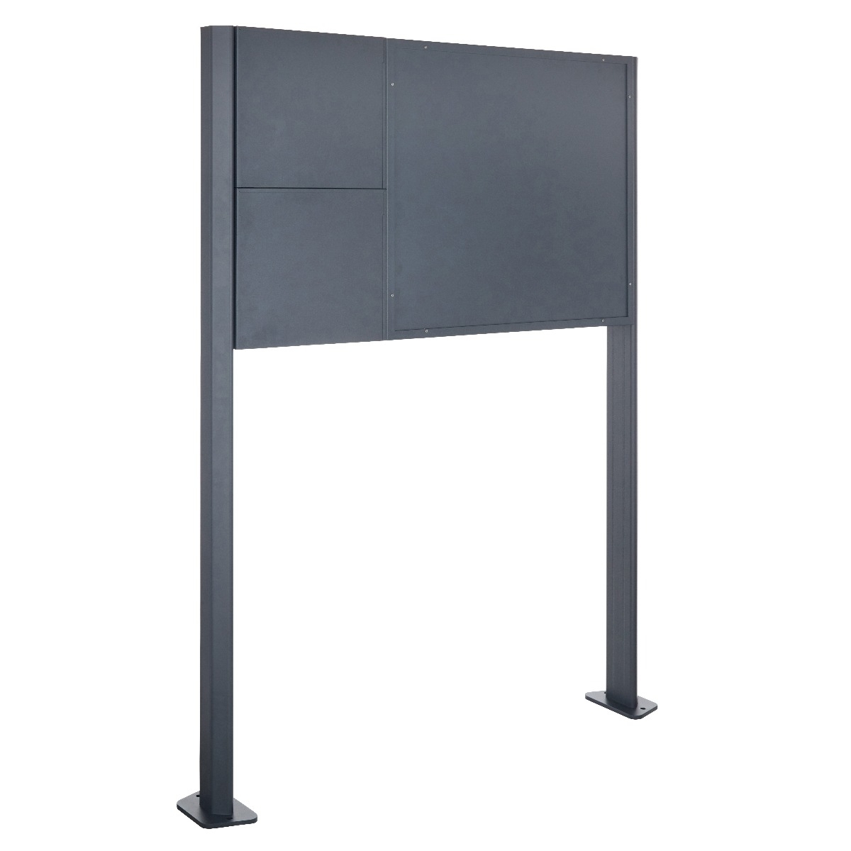 Floor-standing letterbox with display case BASIC Plus 389X ST-T with bell box - 710x660 - RAL 7016 anthracite grey Floor-standing letterbox with display case BASIC Plus 389X ST-T with bell box - 710x660 - RAL 7016 anthracite grey