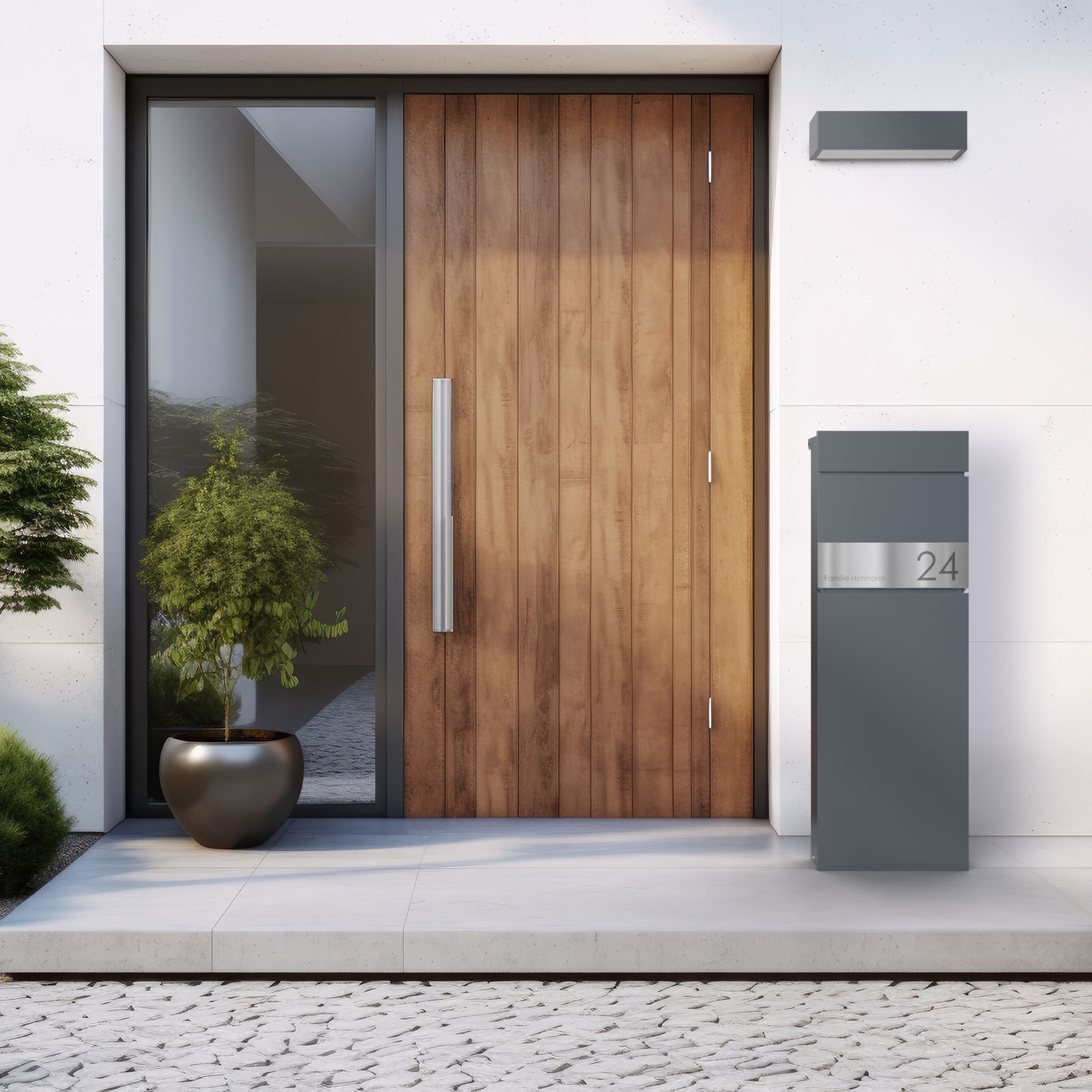 Pedestal letterbox LESSING Edition - Design Elegance 1 - RAL 7016 anthracite grey Pedestal letterbox LESSING Edition - Design Elegance 1 - RAL 7016 anthracite grey