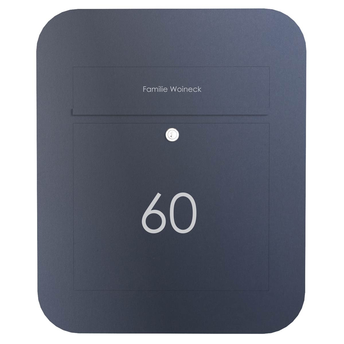 Cassetta per le lettere in acciaio inox DESIGNER Organic BIG verniciata a polvere in nero-grigio RAL 7021