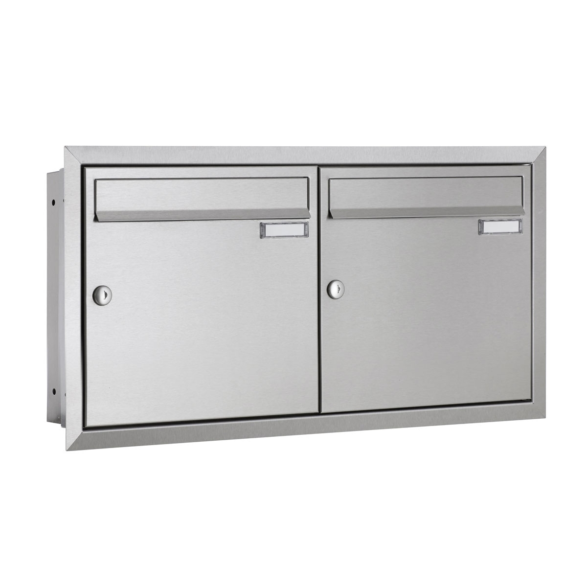 2 x 1 stainless steel flush-mounted letterbox system BASIC Plus 382XU UP - polished stainless steel - 2 parties