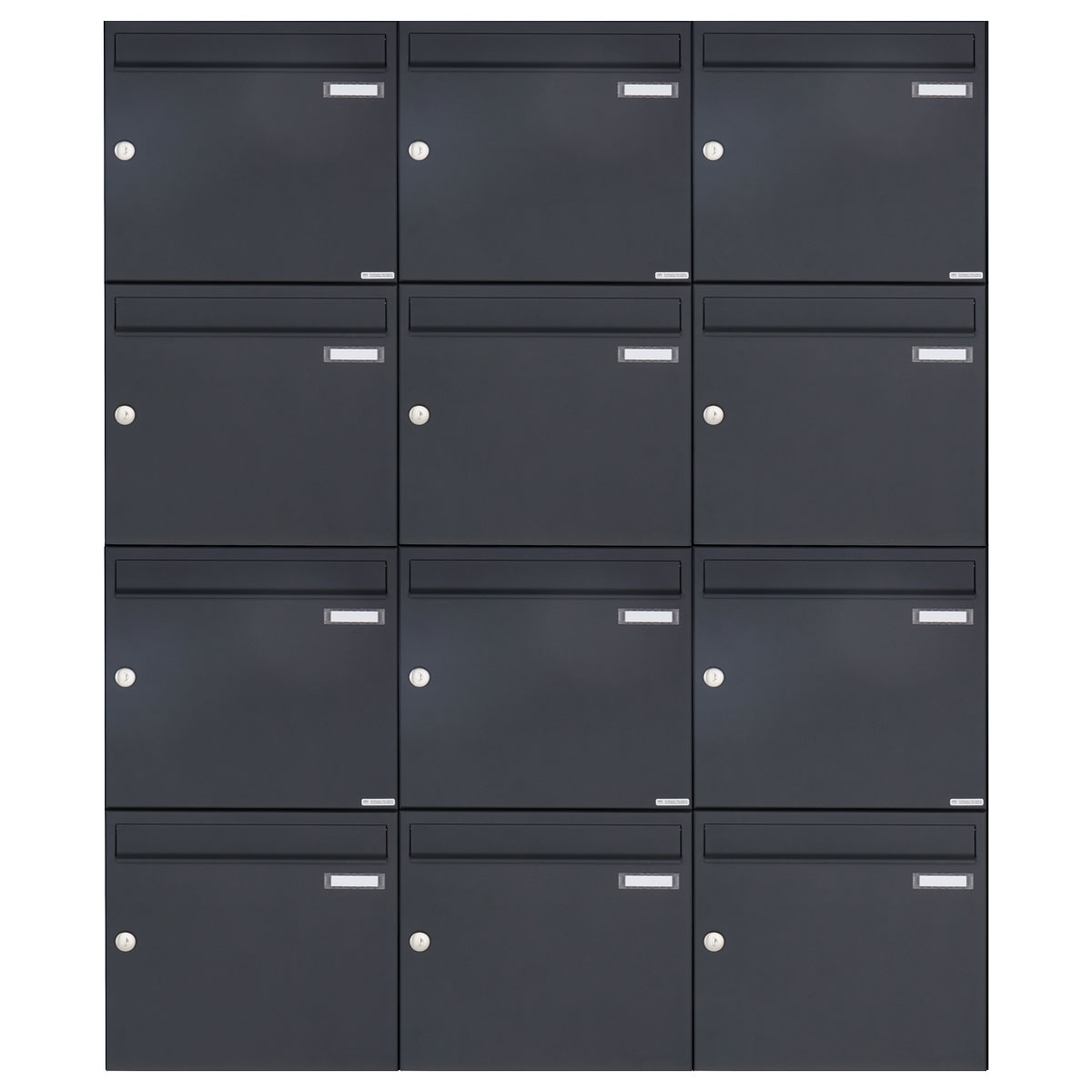 12er 3x4 surface-mounted letterbox design BASIC 382A AP - RAL 7016 anthracite grey 12er 3x4 surface-mounted letterbox design BASIC 382A AP - RAL 7016 anthracite grey