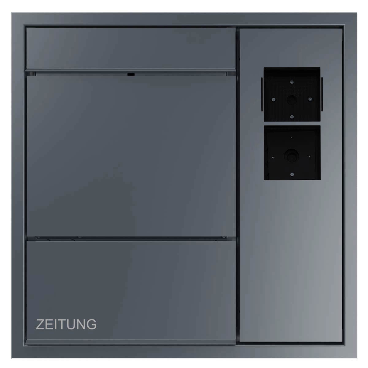 Design flush-mounted letterbox GOETHE UP lateral with newspaper compartment - RAL of your choice - LOXONE Intercom prepared Design flush-mounted letterbox GOETHE UP lateral with newspaper compartment - RAL of your choice - LOXONE Intercom prepared