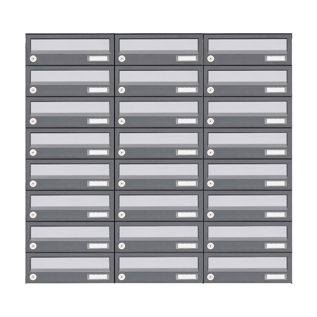 24 8x3 surface-mounted letterbox system Design BASIC 385A AP - stainless steel RAL 7016 anthracite