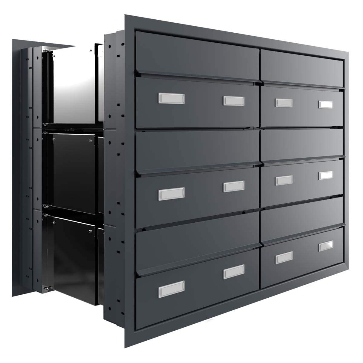 6-piece 2x3 design letterbox GOETHE MDW with nameplate - RAL of your choice 6-piece 2x3 design letterbox GOETHE MDW with nameplate - RAL of your choice