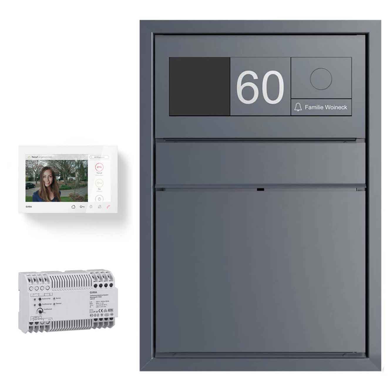 Design Unterputz Briefkasten GOETHE UP - RAL nach Wahl - GIRA System 106 - VIDEO Komplettset Design Unterputz Briefkasten GOETHE UP - RAL nach Wahl - GIRA System 106 - VIDEO Komplettset