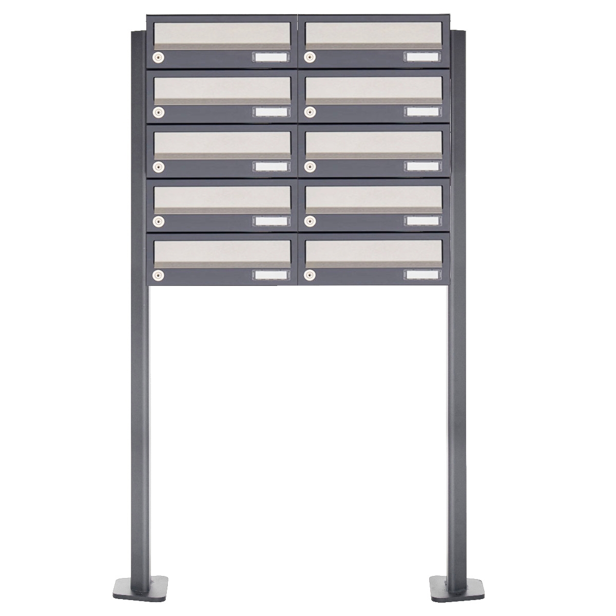 10 letterbox system freestanding Design BASIC 385P ST-T - stainless steel RAL 7016 anthracite grey 10 letterbox system freestanding Design BASIC 385P ST-T - stainless steel RAL 7016 anthracite grey