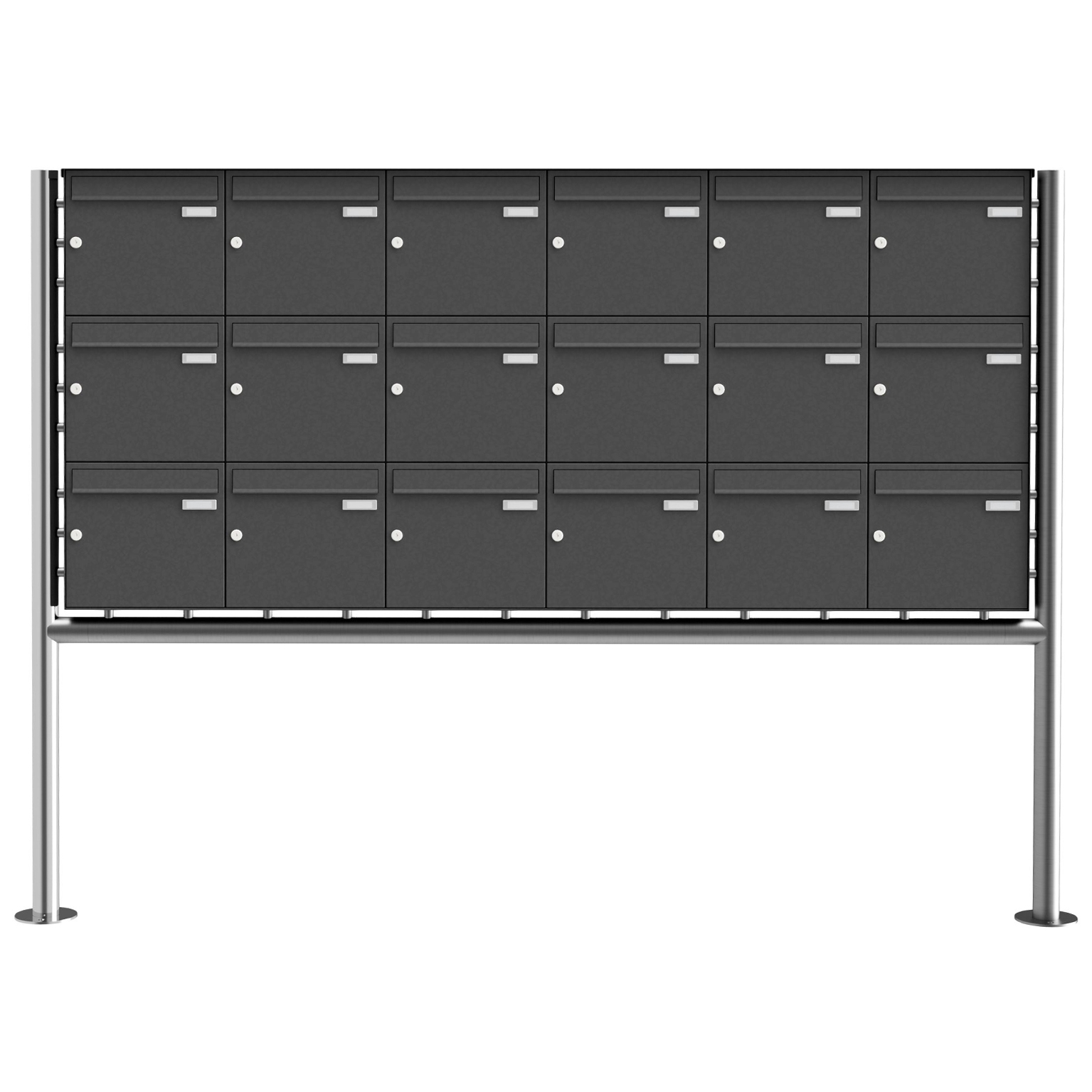 18er 3x6 roestvrijstalen staande brievenbus BASIC Plus 381X ST-R - RAL naar keuze