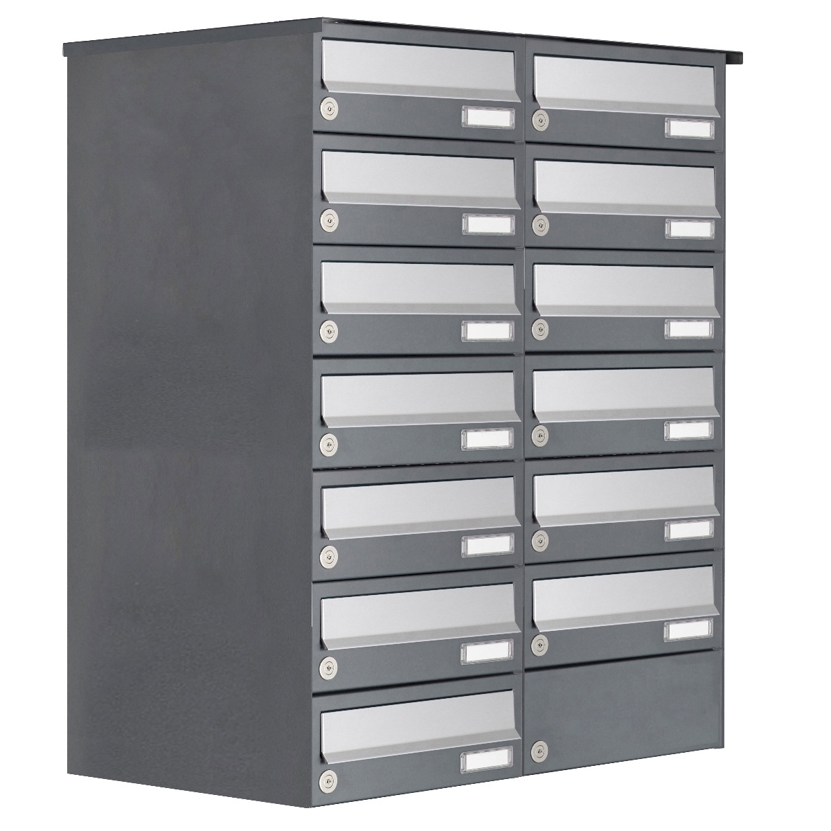 13er 7x2 Aufputz Briefkastenanlage Design BASIC 385A AP - Edelstahl-RAL 7016 anthrazit