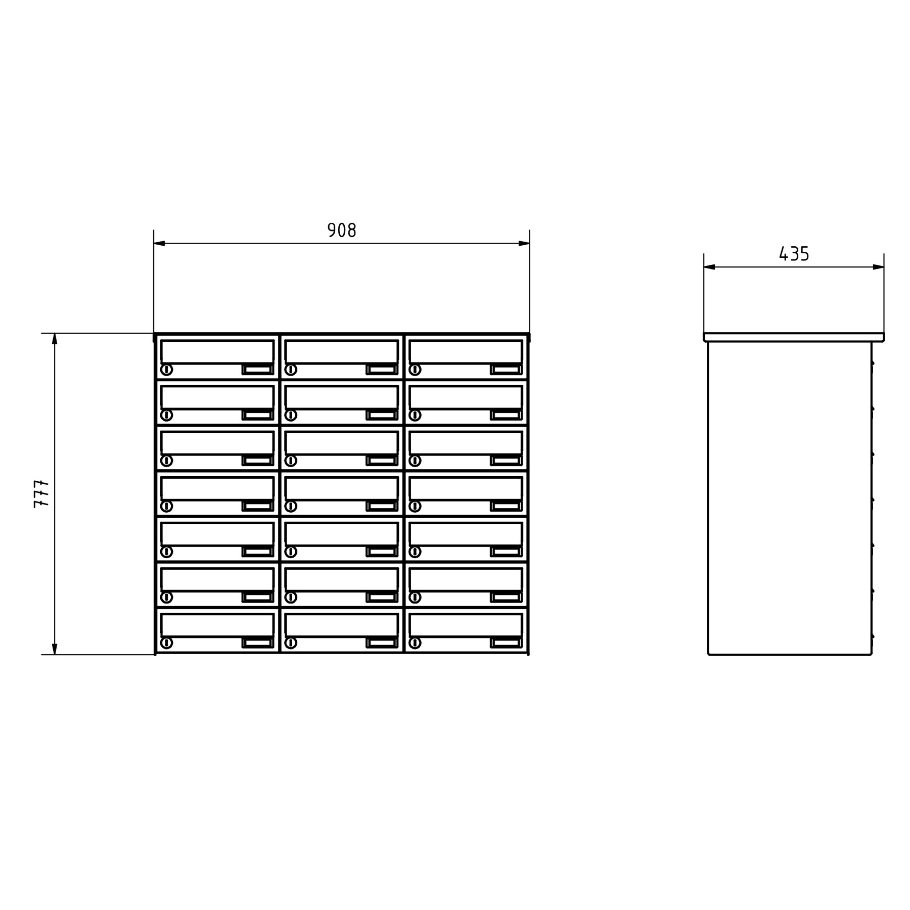 21er 7x3 Aufputz Briefkastenanlage Design BASIC 385A AP - Edelstahl-RAL 7016 anthrazit