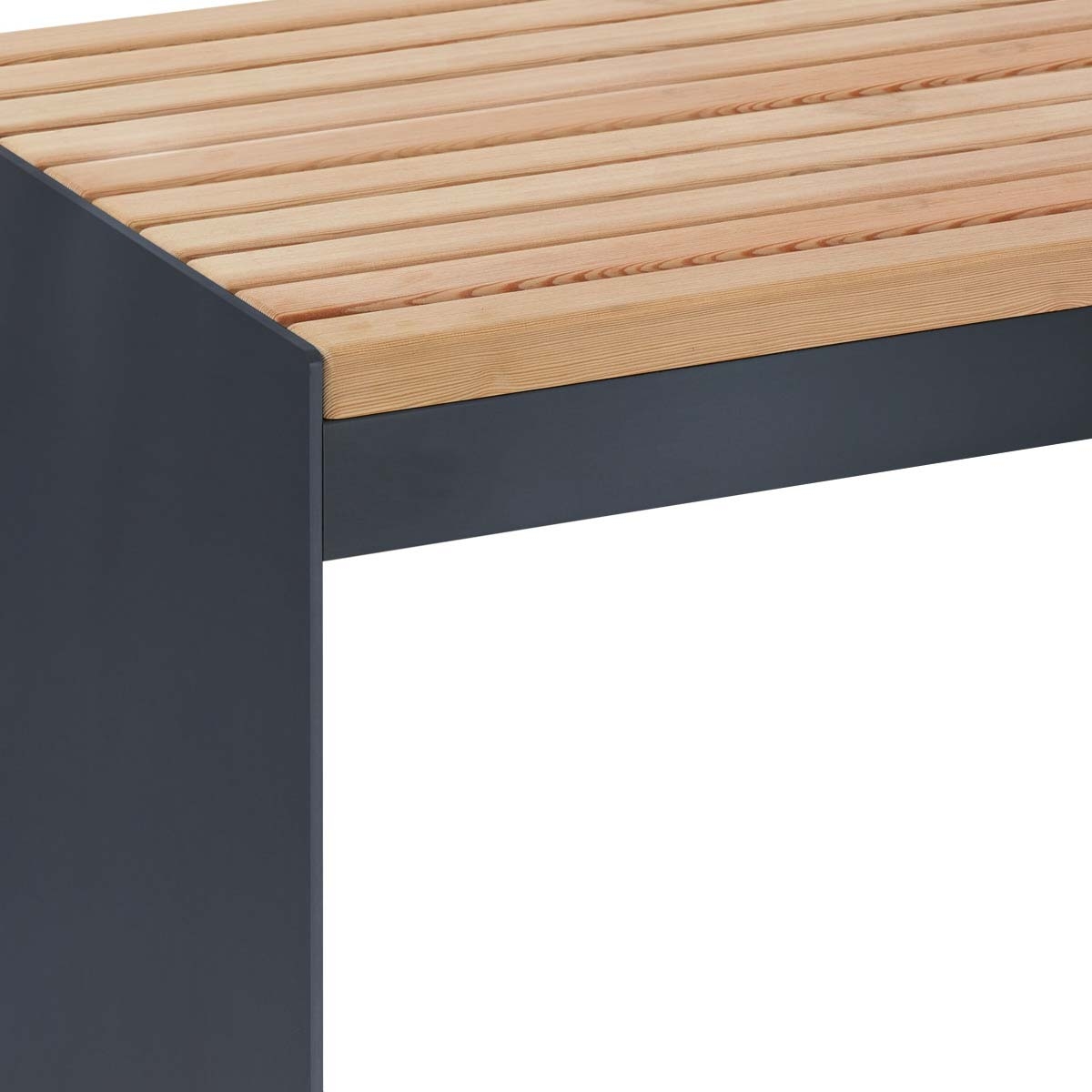 Tavolo di design NOVALIS - acciaio inox verniciato a polvere - abete di Douglas oliato