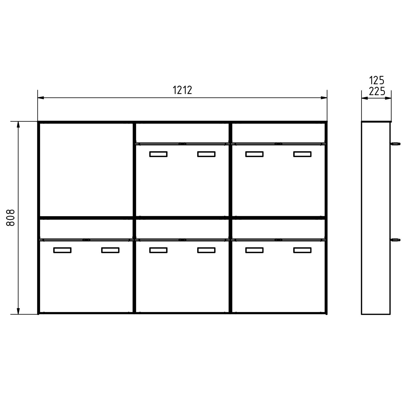 5er Design Aufputz Briefkasten GOETHE AP - RAL nach Wahl - DoorBird Video- Sprechanlage links