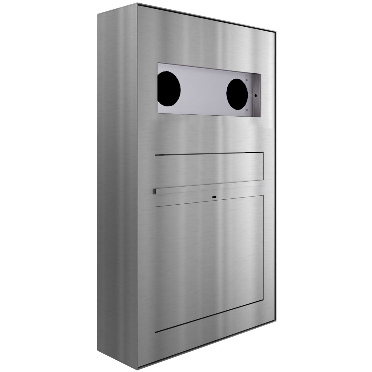 Design Aufputz Briefkasten GRIMM - Edelstahl geschliffen - GIRA System 106 - 3-fach vorbereitet