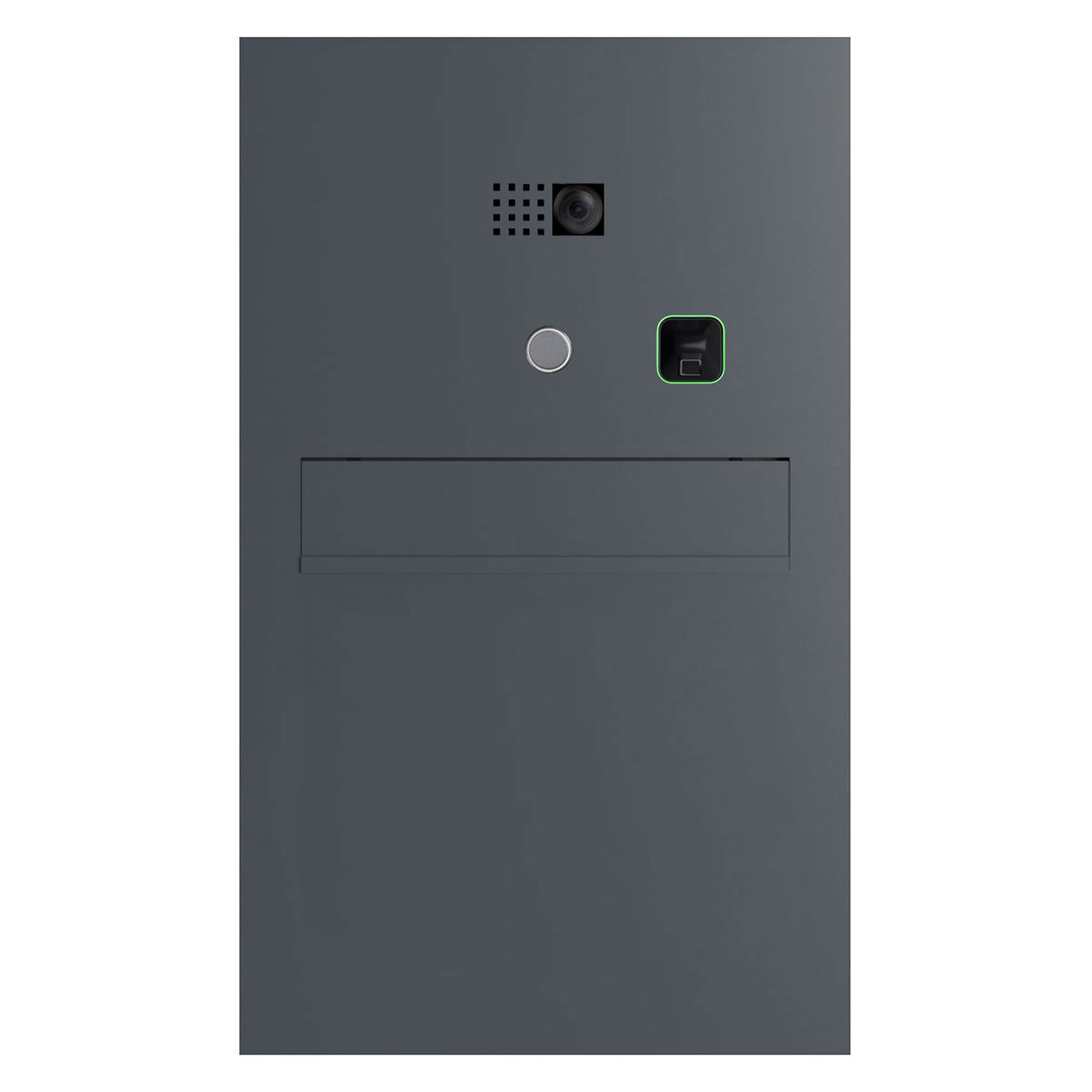 Stèle de boîte aux lettres design GRIMM - retrait au dos - couleur au choix avec COMELIT Ultra - VIDEO Set