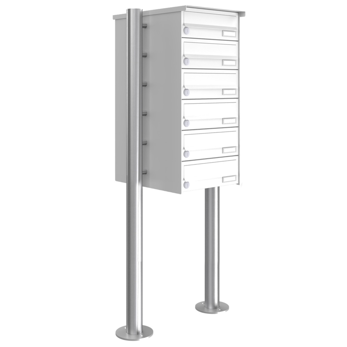 6 letterbox system freestanding Design BASIC 385-9016 ST-R - RAL 9016 traffic white