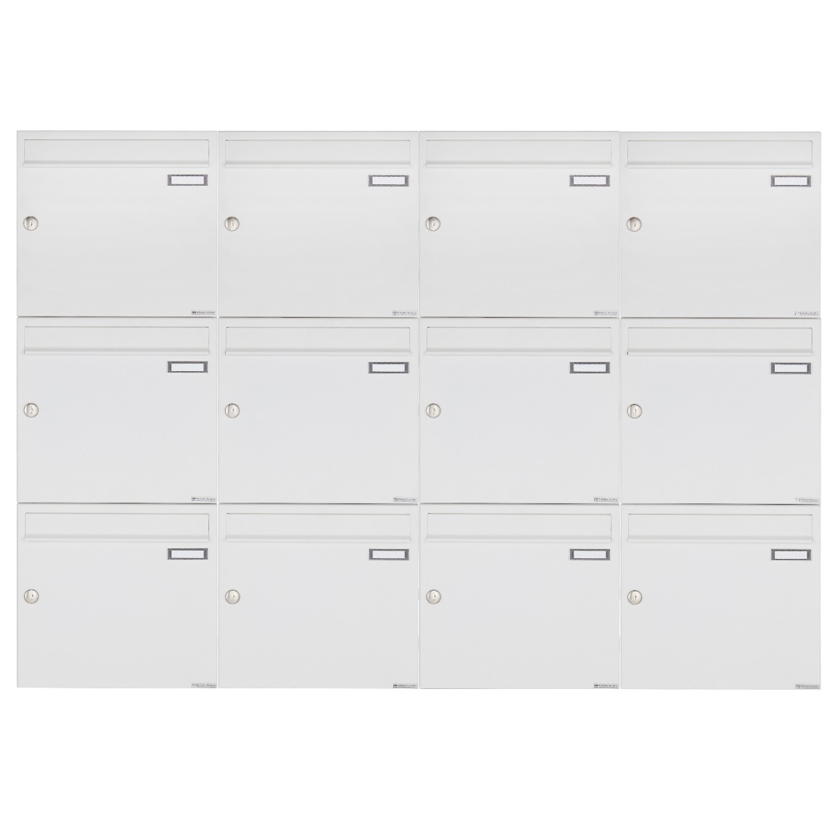 12er 4x3 Aufputz Briefkastenanlage Design BASIC 382A AP - RAL 9016 verkehrsweiß