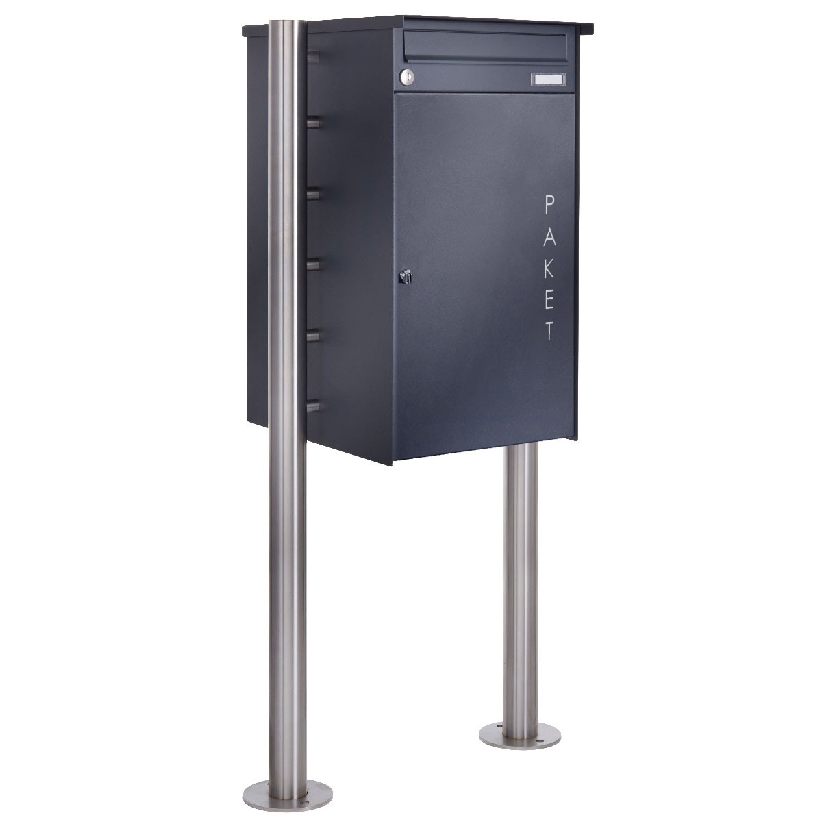 Cassetta per pacchi BASIC Plus 863X ST-R in acciaio inox con vano pacchi 550x370 in un colore RAL a scelta Cassetta per pacchi BASIC Plus 863X ST-R in acciaio inox con vano pacchi 550x370 in un colore RAL a scelta