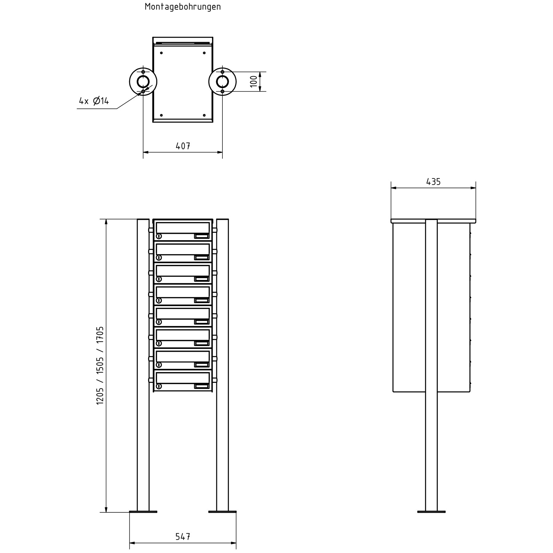 8 letterbox system freestanding Design BASIC 385 ST-R - RAL 7016 anthracite grey 8 letterbox system freestanding Design BASIC 385 ST-R - RAL 7016 anthracite grey