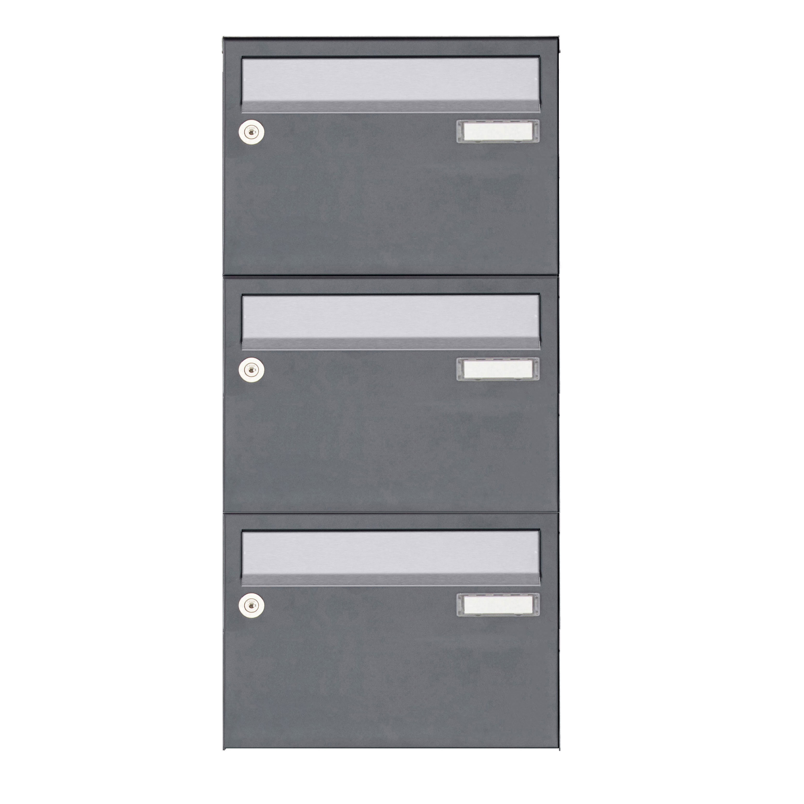 3er Aufputz Briefkastenanlage Design BASIC Plus 385 XA 220 - Edelstahl - RAL nach Wahl
