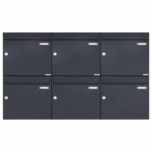 6-compartment 2x3 surface mailbox design BASIC 382A AP - RAL 7016 anthracite gray