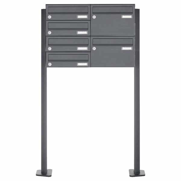 6-compartment Stainless steel mailbox freestanding design BASIC Plus 385XP 220 ST-T - RAL of your choice