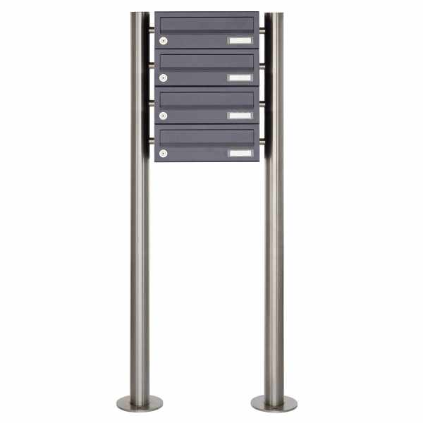 4-compartment Letterbox system freestanding design BASIC 385 ST-R - RAL 7016 anthracite gray