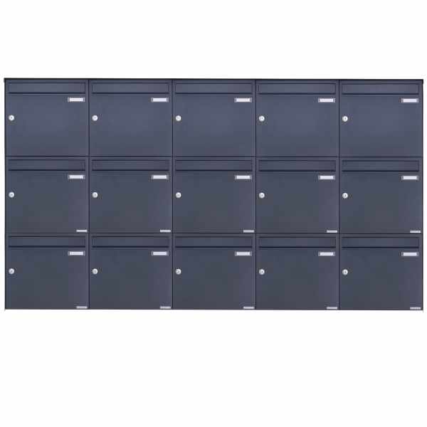 15-compartment 3x5 stainless steel surface mailbox Design BASIC Plus 382XA AP - RAL of your choice