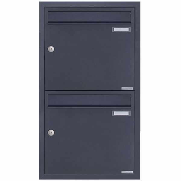 2-compartment 1x2 stainless steel flush-mounted mailbox system BASIC Plus 382XU UP - RAL of your choice - 2 parties