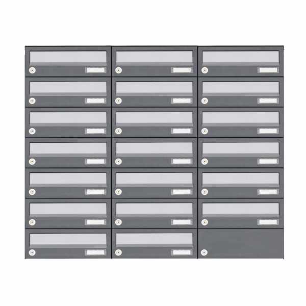 20-compartment 7x3 surface mounted mailbox system Design BASIC 385A AP - stainless steel RAL 7016 anthracite