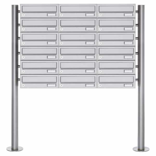 18-compartment Letterbox system freestanding Design BASIC 385-VA ST-R - stainless steel V2A, polished
