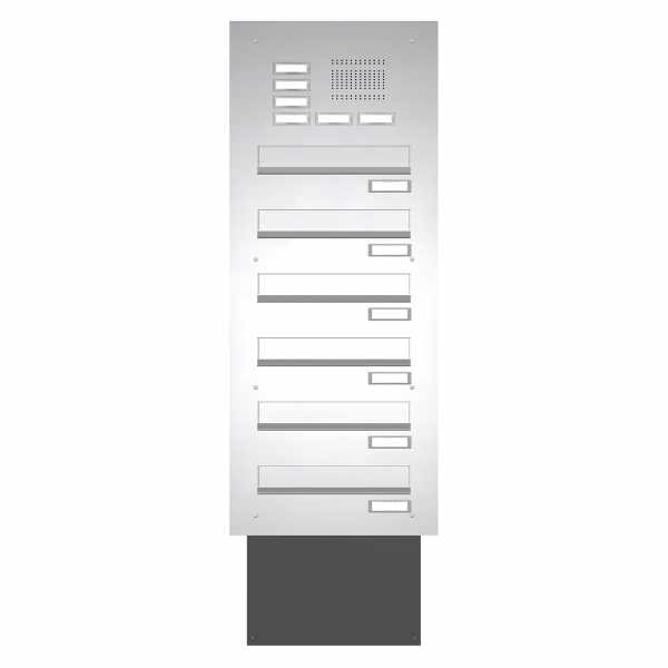 Stainless steel wall pass-through mailbox system BASIC 623 - bell intercom - 6 parties