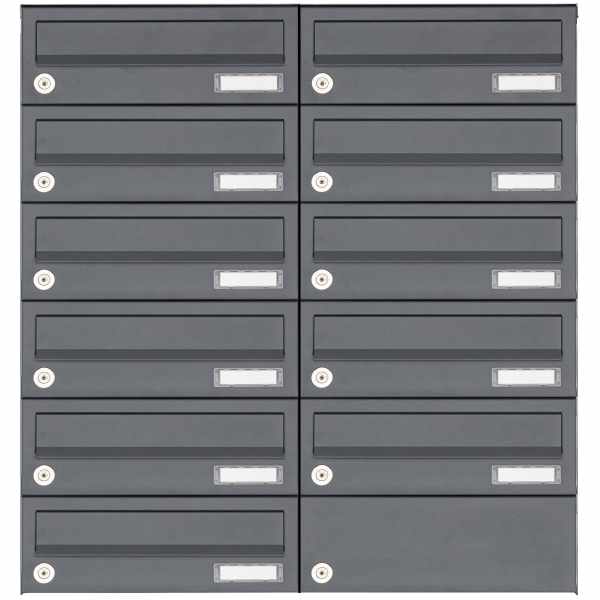 11-compartment 6x2 surface mounted mailbox system Design BASIC 385A AP - RAL 7016 anthracite gray