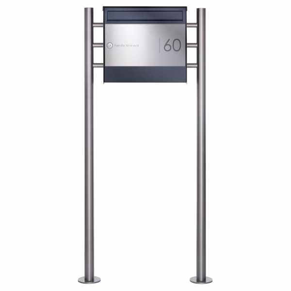 Stainless steel free-standing letterbox Design BASIC Plus 381X ST-R Elegance II - RAL of your choice