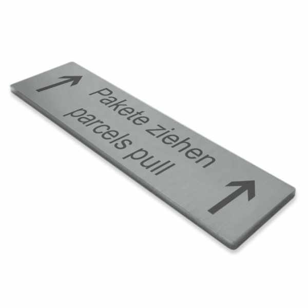 Self-adhesive name tag "packages" made of stainless steel