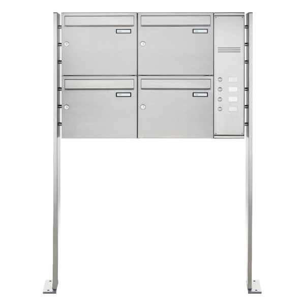 4-compartment Stainless steel free-standing letterbox BASIC Plus 592C ST-P - Bell box - INDIVIDUAL